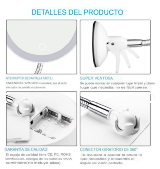 Espejo Led Flexible y Ajustable