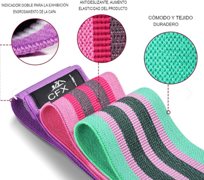 Set de 3 Bandas Elásticas de Fitness